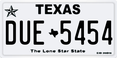 TX license plate DUE5454