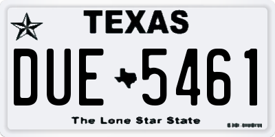 TX license plate DUE5461