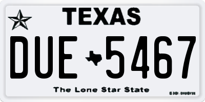 TX license plate DUE5467