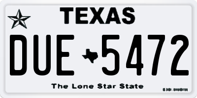 TX license plate DUE5472