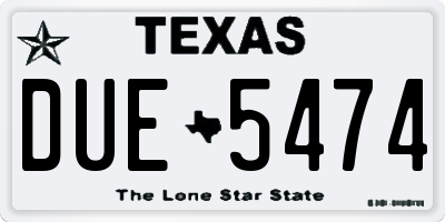 TX license plate DUE5474