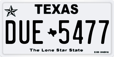 TX license plate DUE5477