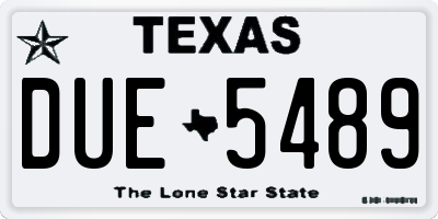 TX license plate DUE5489