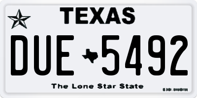 TX license plate DUE5492