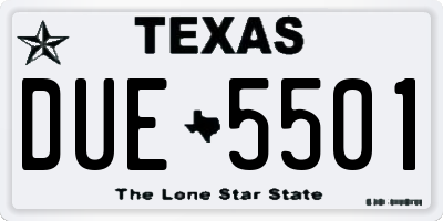 TX license plate DUE5501
