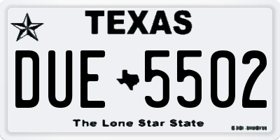 TX license plate DUE5502