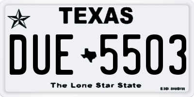 TX license plate DUE5503