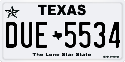 TX license plate DUE5534