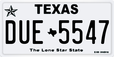 TX license plate DUE5547