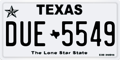 TX license plate DUE5549