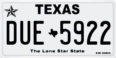 TX license plate DUE5922