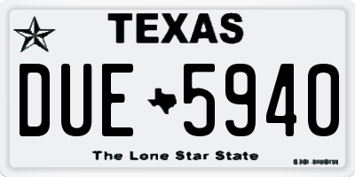 TX license plate DUE5940