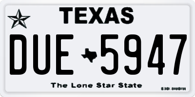 TX license plate DUE5947