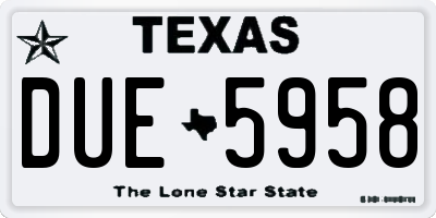 TX license plate DUE5958