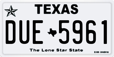 TX license plate DUE5961