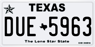 TX license plate DUE5963