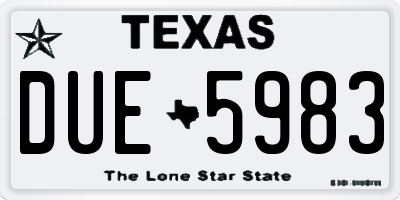 TX license plate DUE5983