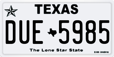 TX license plate DUE5985
