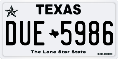 TX license plate DUE5986