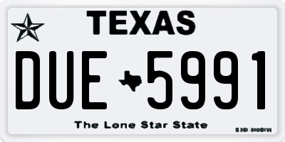 TX license plate DUE5991