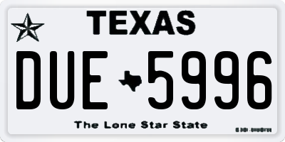 TX license plate DUE5996