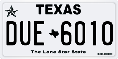 TX license plate DUE6010