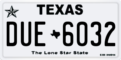 TX license plate DUE6032
