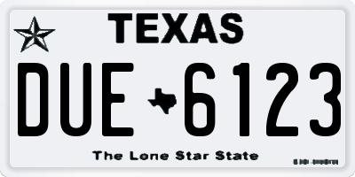 TX license plate DUE6123