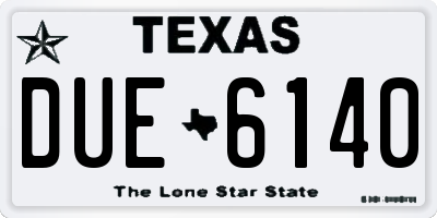 TX license plate DUE6140