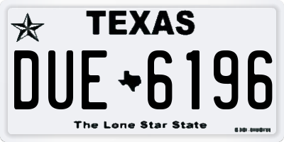 TX license plate DUE6196