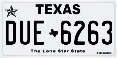 TX license plate DUE6263
