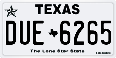 TX license plate DUE6265