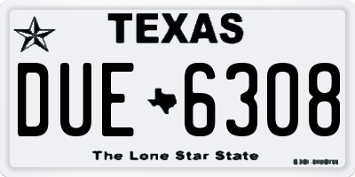 TX license plate DUE6308