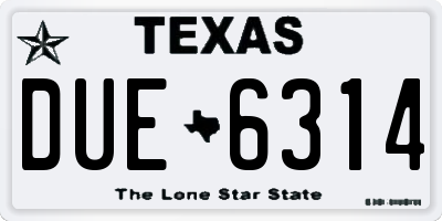 TX license plate DUE6314