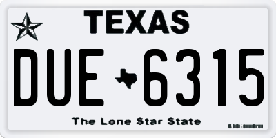 TX license plate DUE6315
