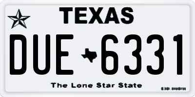 TX license plate DUE6331