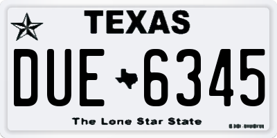 TX license plate DUE6345