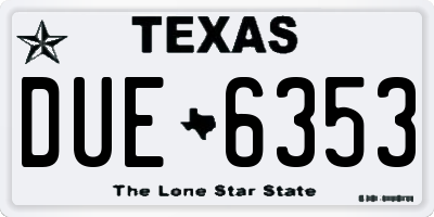 TX license plate DUE6353