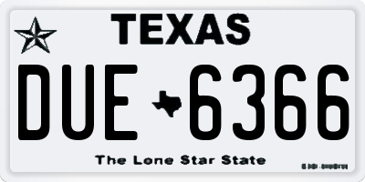 TX license plate DUE6366