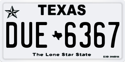 TX license plate DUE6367