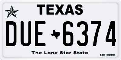 TX license plate DUE6374
