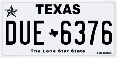 TX license plate DUE6376