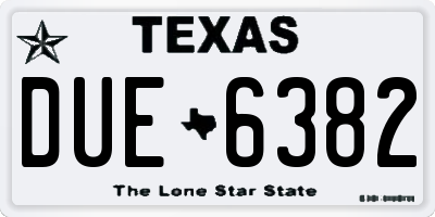 TX license plate DUE6382