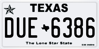 TX license plate DUE6386