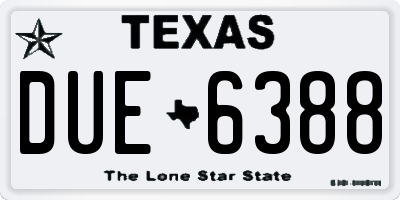 TX license plate DUE6388