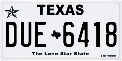 TX license plate DUE6418