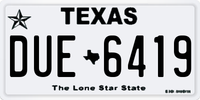 TX license plate DUE6419