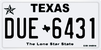 TX license plate DUE6431