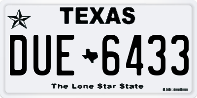 TX license plate DUE6433