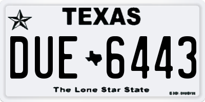TX license plate DUE6443
